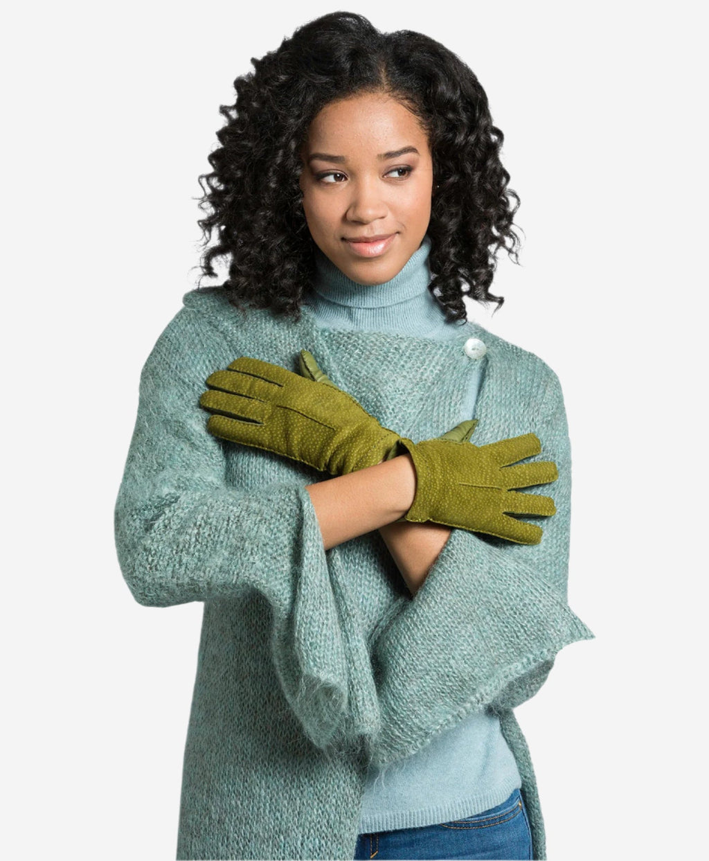 CA4538 (moss) - Handsewn Italian carpincho women's dress gloves with cashmere lining