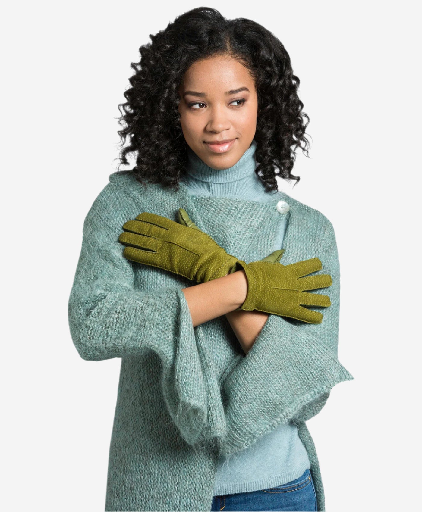 CA4538 (moss) - Handsewn Italian carpincho women's dress gloves with cashmere lining