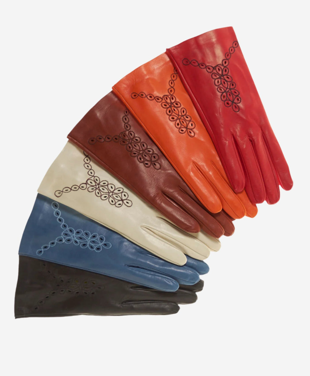 CA4539 (orange) - Women’s Italian unlined dress leather gloves with “lace-work” design