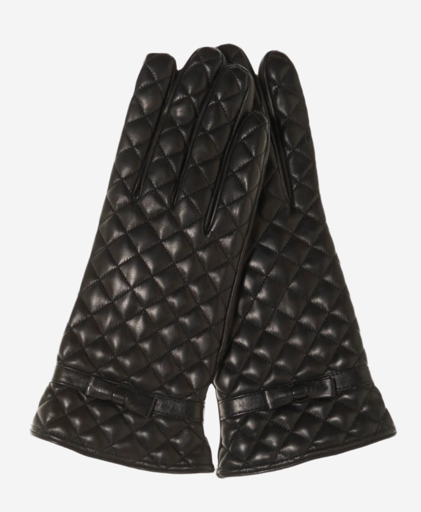 CA4643 (black) – Women’s Italian quilted leather gloves with cashmere lining and bow