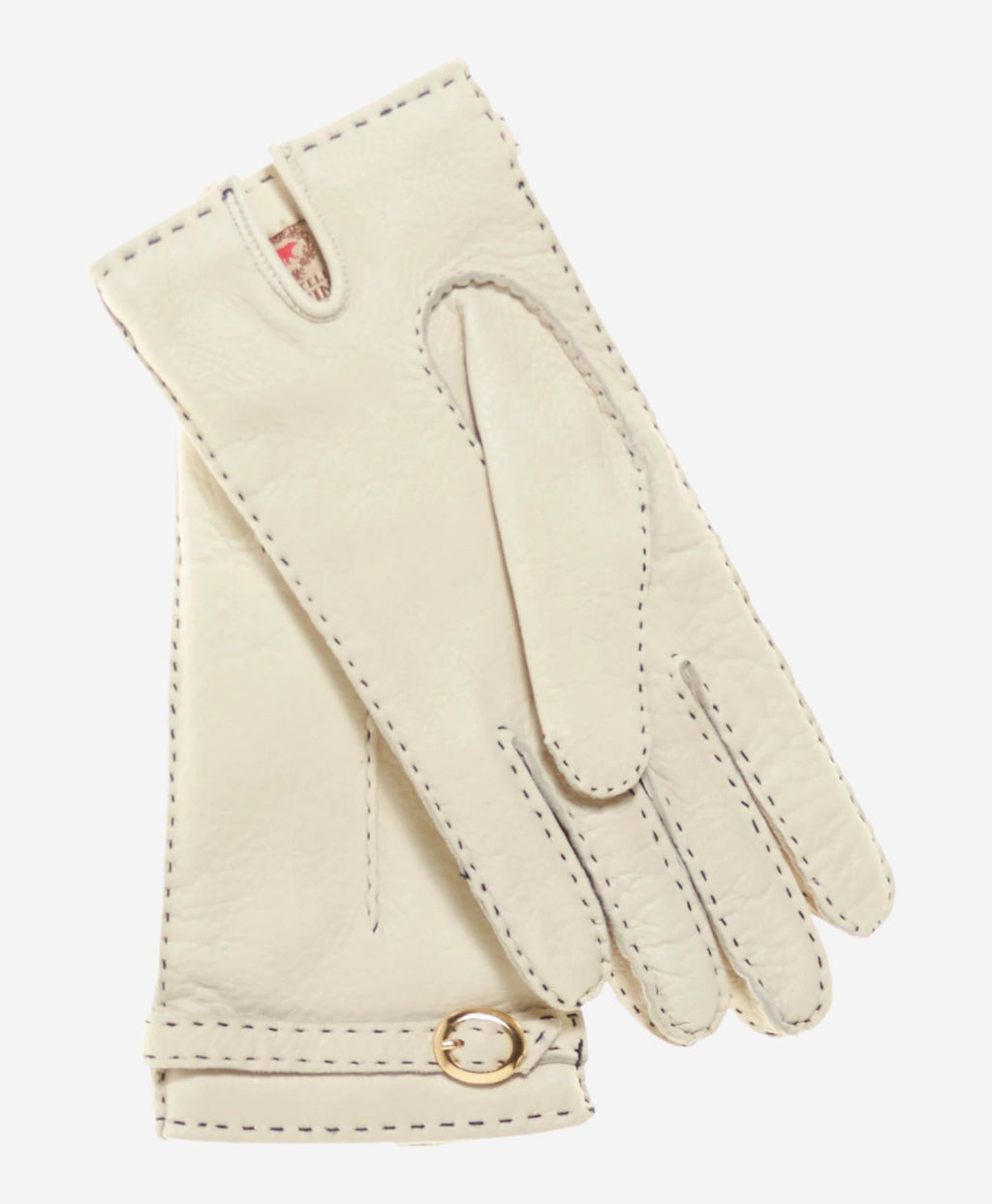 CA4661 (cream) -  Women’s Italian handsewn deerskin gloves with cashmere lining and distinctive strap and buckle
