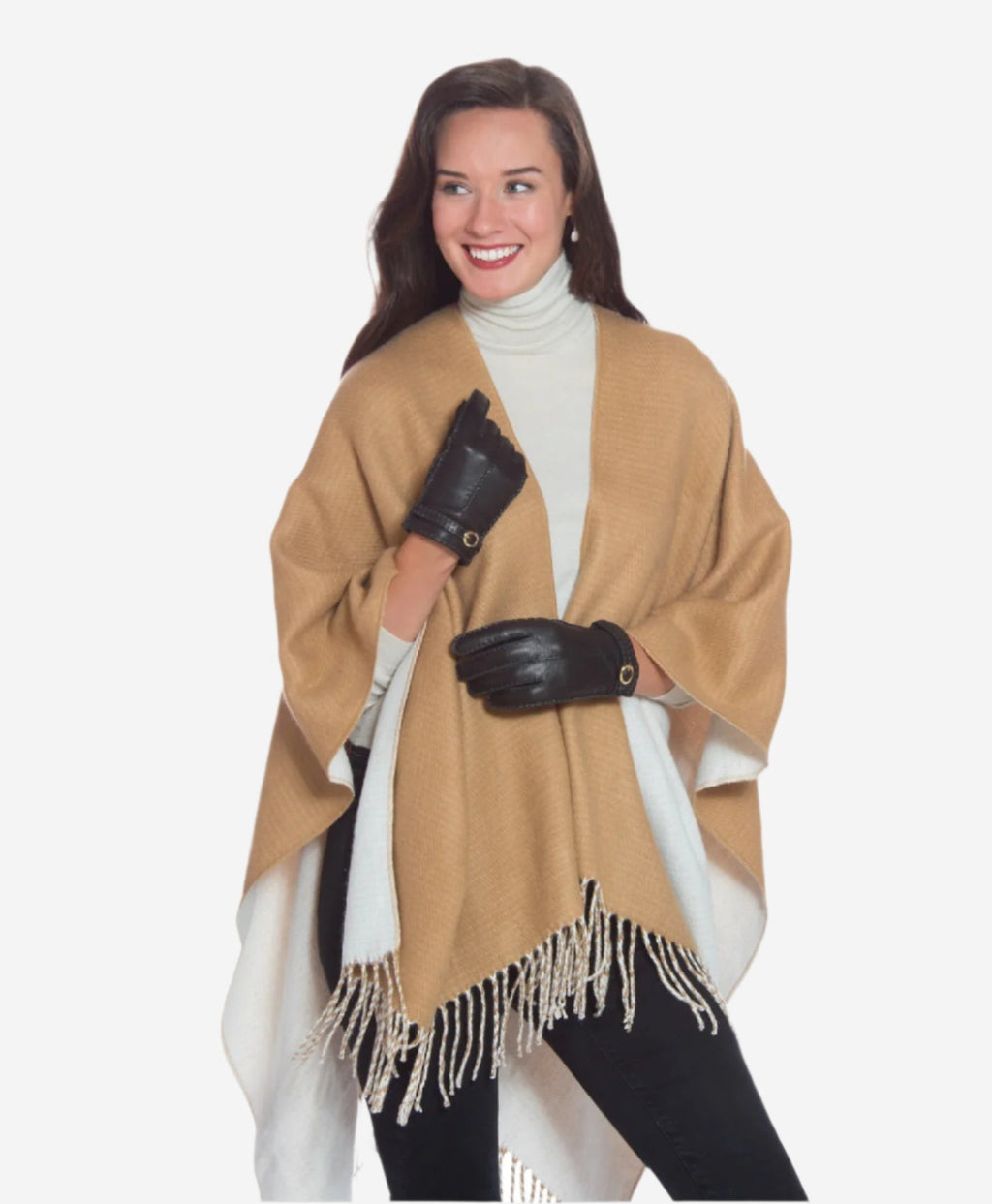CA4661 (black) - Women’s Italian handsewn deerskin gloves with cashmere lining and distinctive strap and buckle