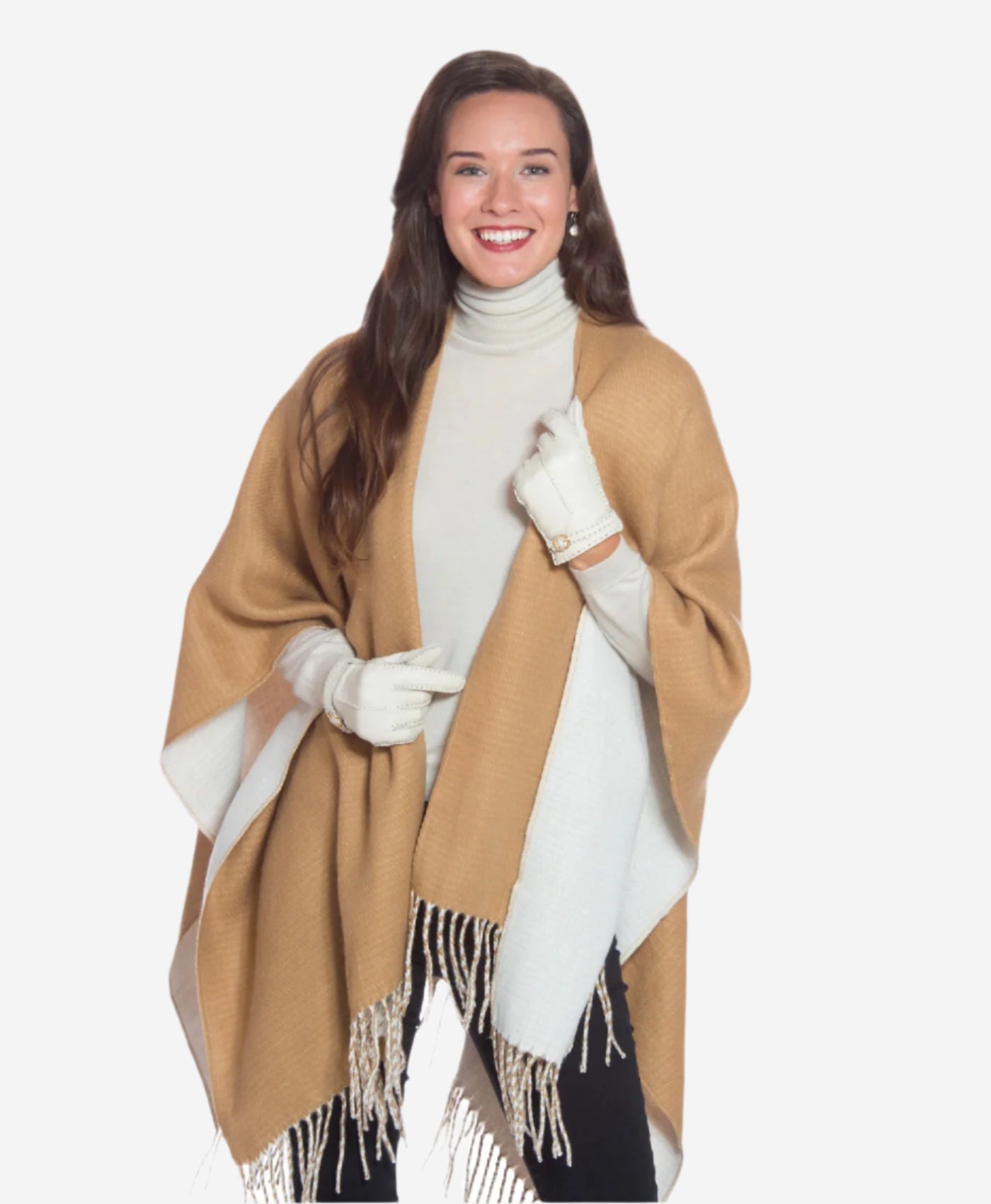 CA4661 (cream) -  Women’s Italian handsewn deerskin gloves with cashmere lining and distinctive strap and buckle