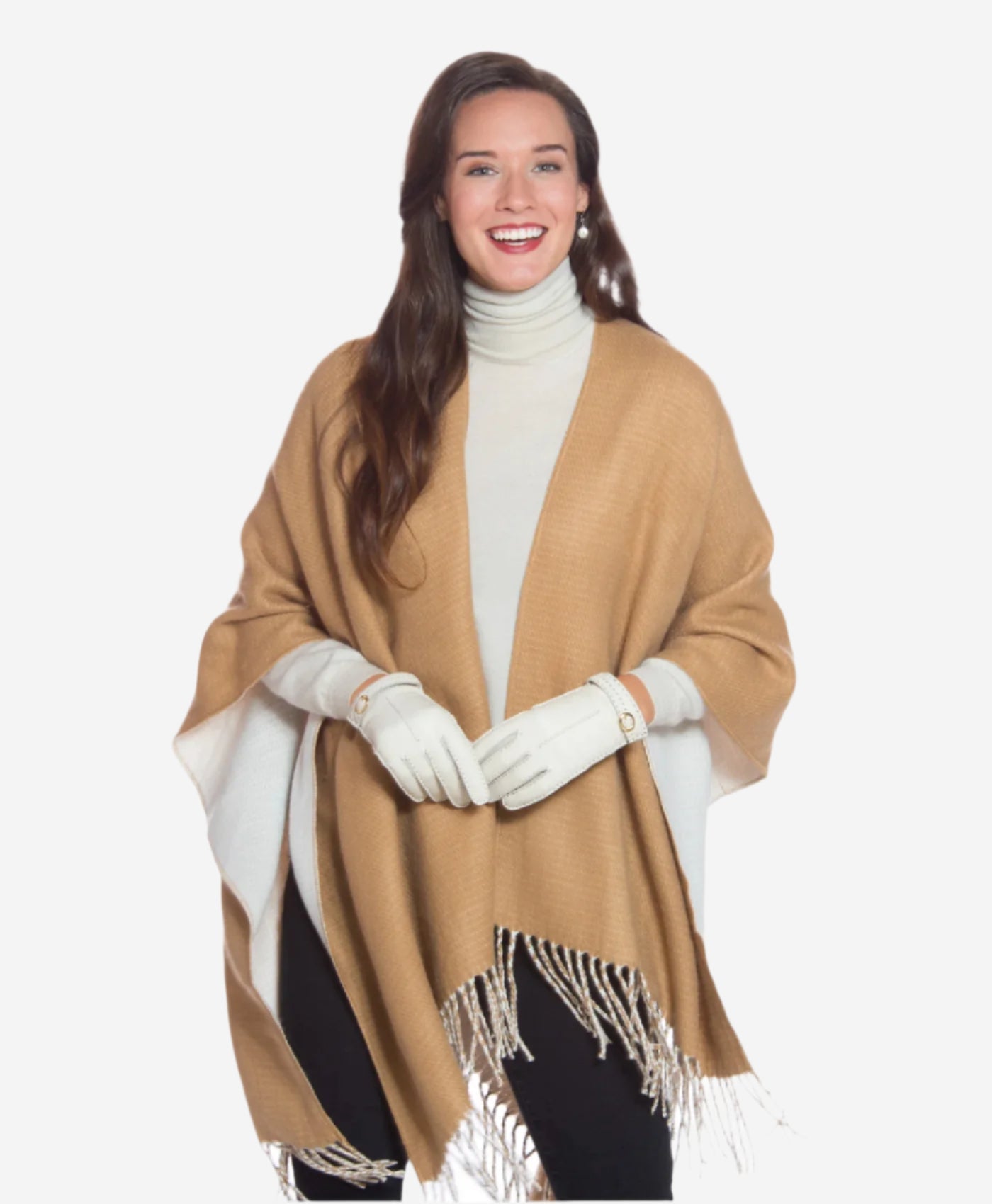 CA4661 (cream) -  Women’s Italian handsewn deerskin gloves with cashmere lining and distinctive strap and buckle
