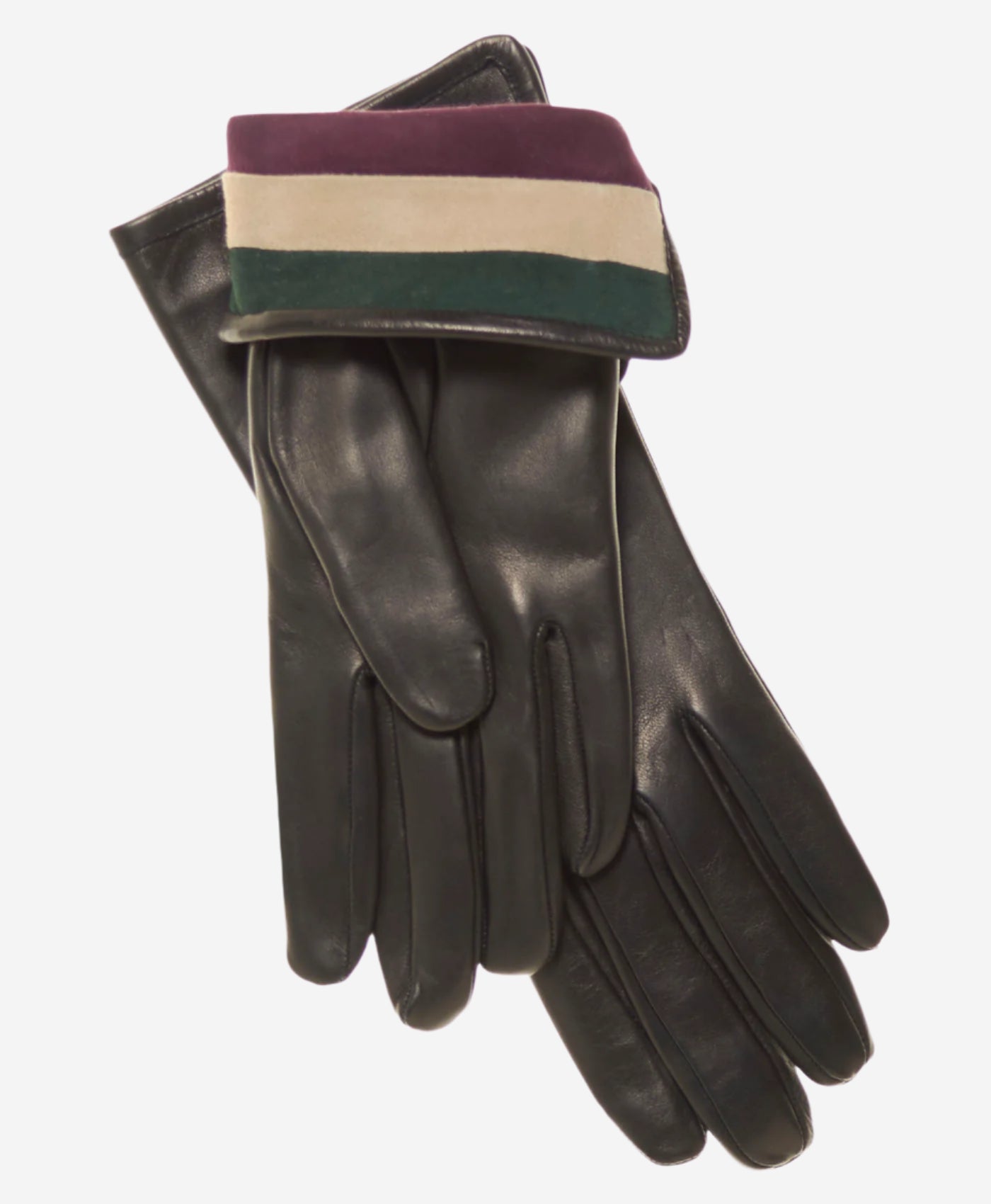 CA4662 (black) – Women’s Italian leather gloves with cashmere lining and multi-color inner cuff