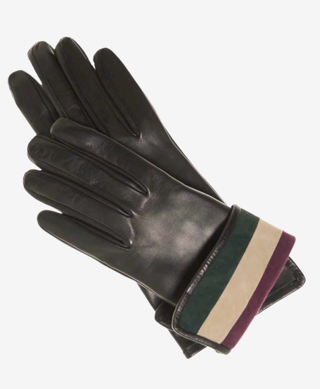 CA4662 (black) – Women’s Italian leather gloves with cashmere lining and multi-color inner cuff
