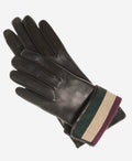 CA4662 (black) – Women’s Italian leather gloves with cashmere lining and multi-color inner cuff