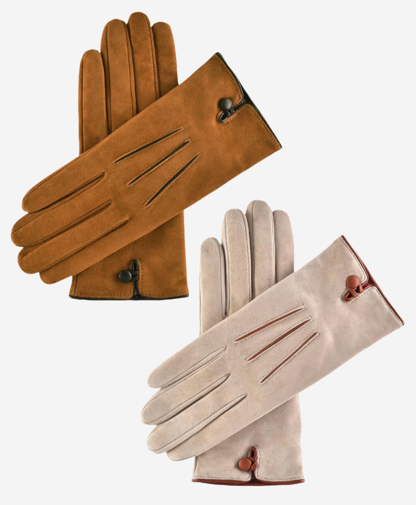 CA4941 (alabaster) - Women’s Italian handsewn suede gloves with cashmere lining and distinctive details
