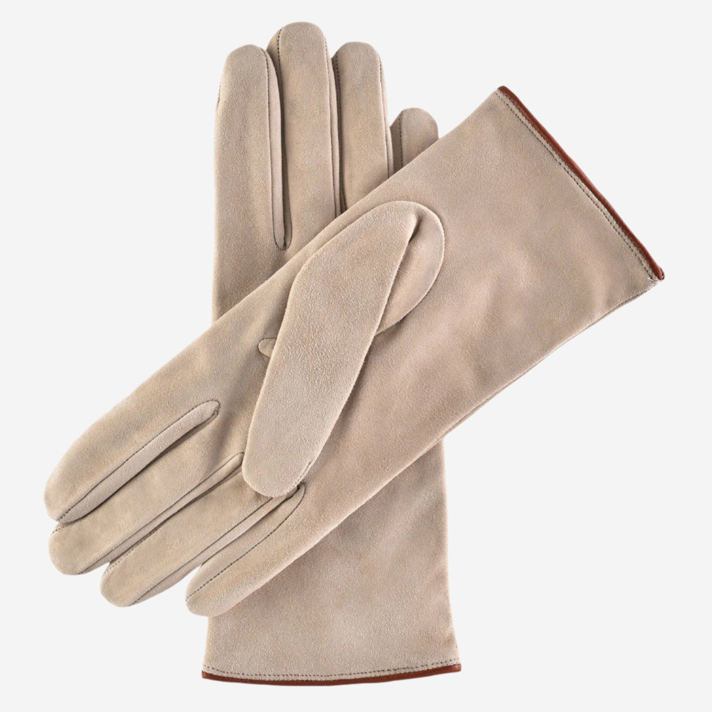 CA4941 (alabaster) - Women’s Italian handsewn suede gloves with cashmere lining and distinctive details