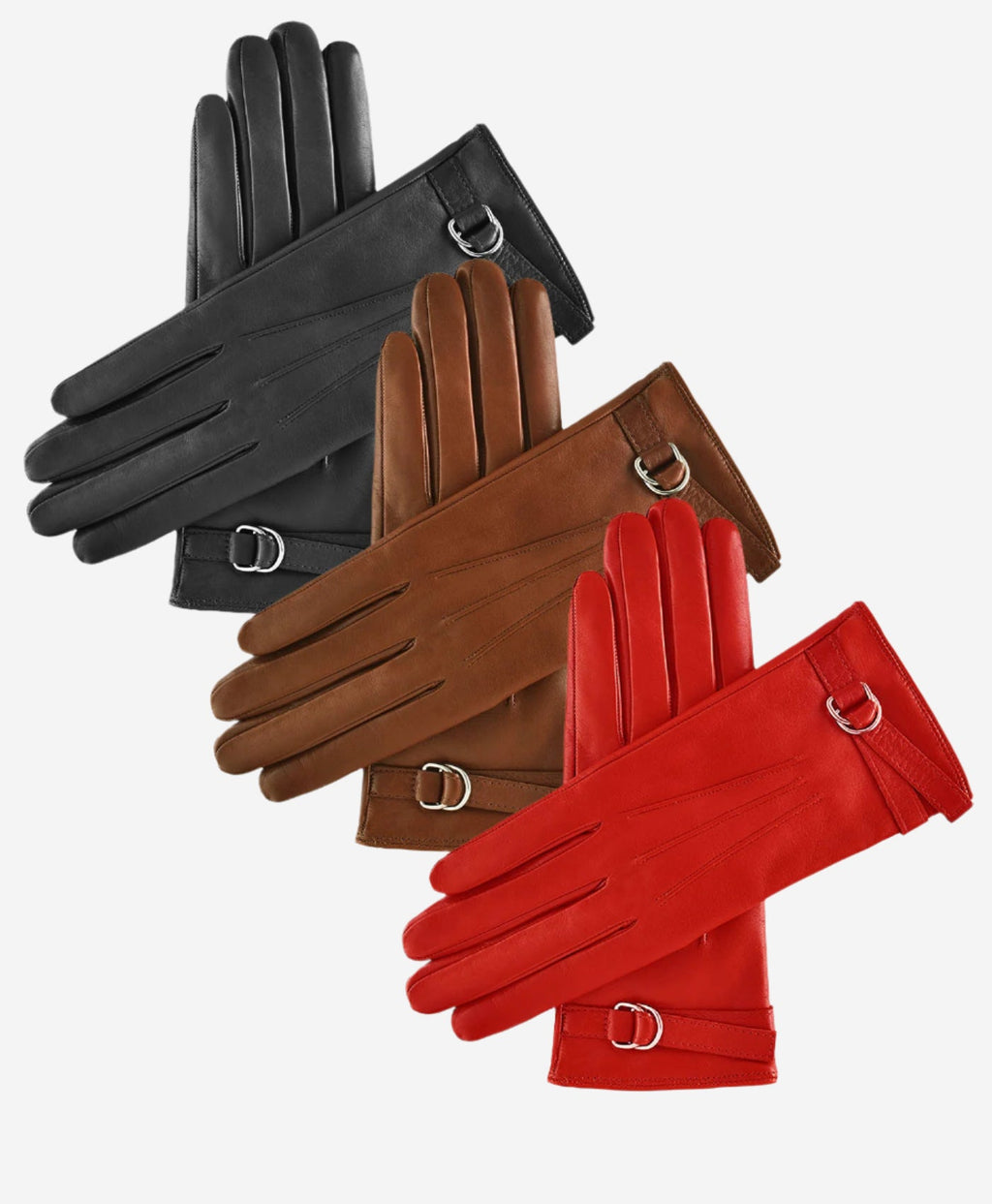 CA4987 (cognac) - Women's Italian Leather Lambskin Gloves with Strap