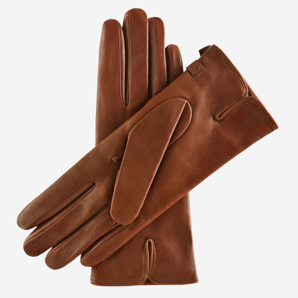 CA4987 (cognac) - Women's Italian Leather Lambskin Gloves with Strap