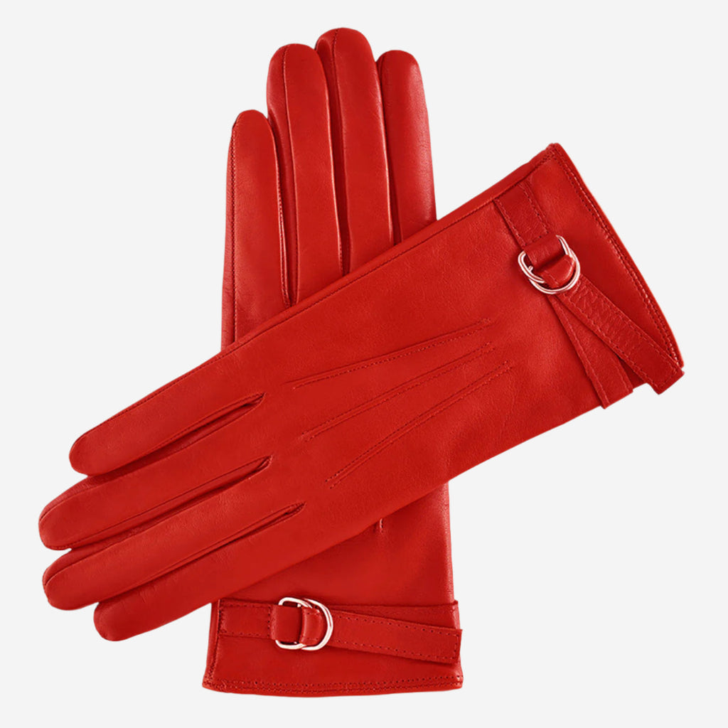CA4987 (red) - Women's Italian leather lambskin gloves with strap