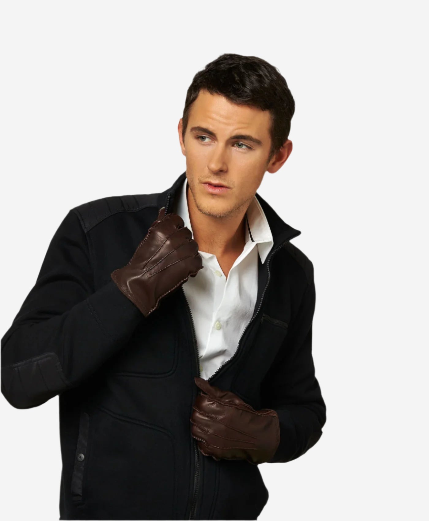 CC3104 (brown) - Men's Italian handsewn cashmere lined leather gloves