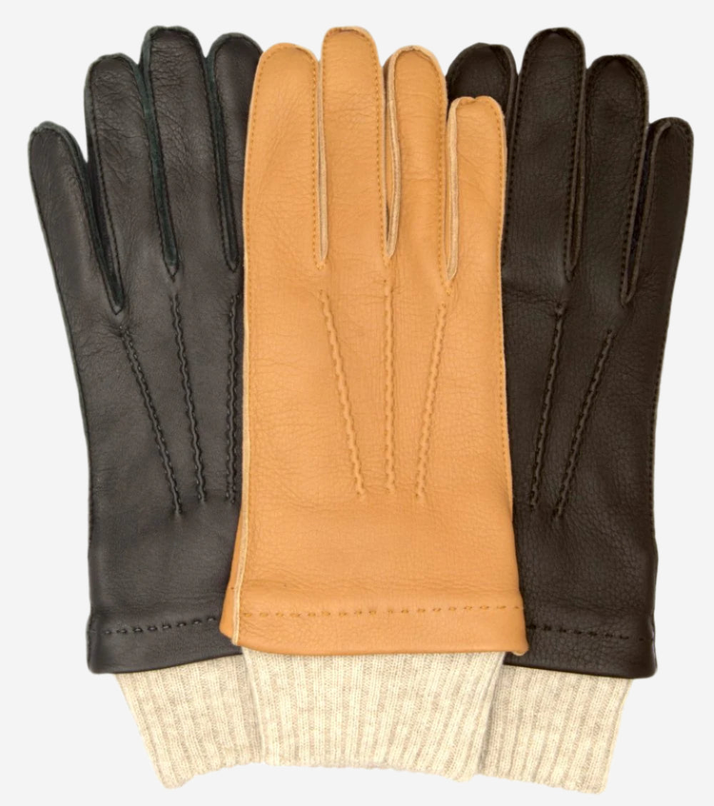 CC3115 (black) - Men's Italian deerskin leather gloves with cashmere lining