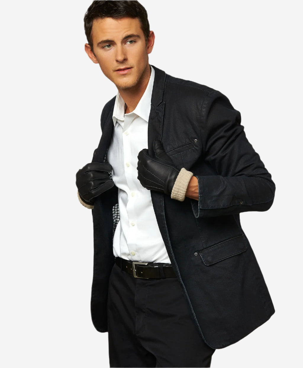 CC3115 (black) - Men's Italian deerskin leather gloves with cashmere lining