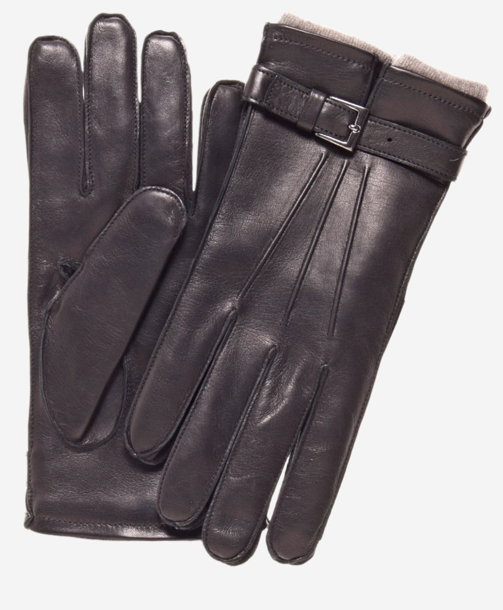CC3239 (black) - Men's Italian cashmere lined lambskin gloves with belt