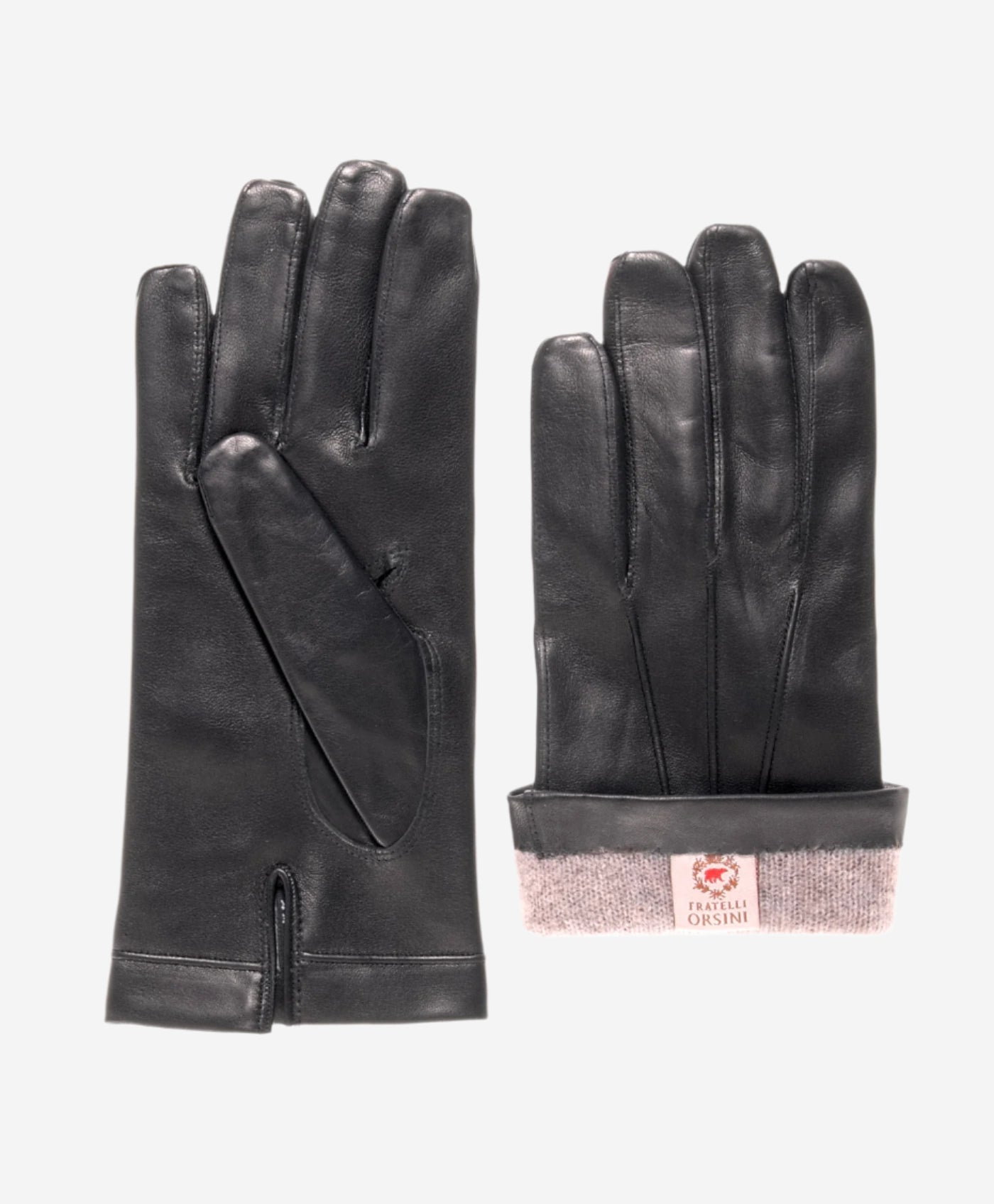 CC3303 (black) - Men’s Italian cashmere lined leather gloves with longer fingers