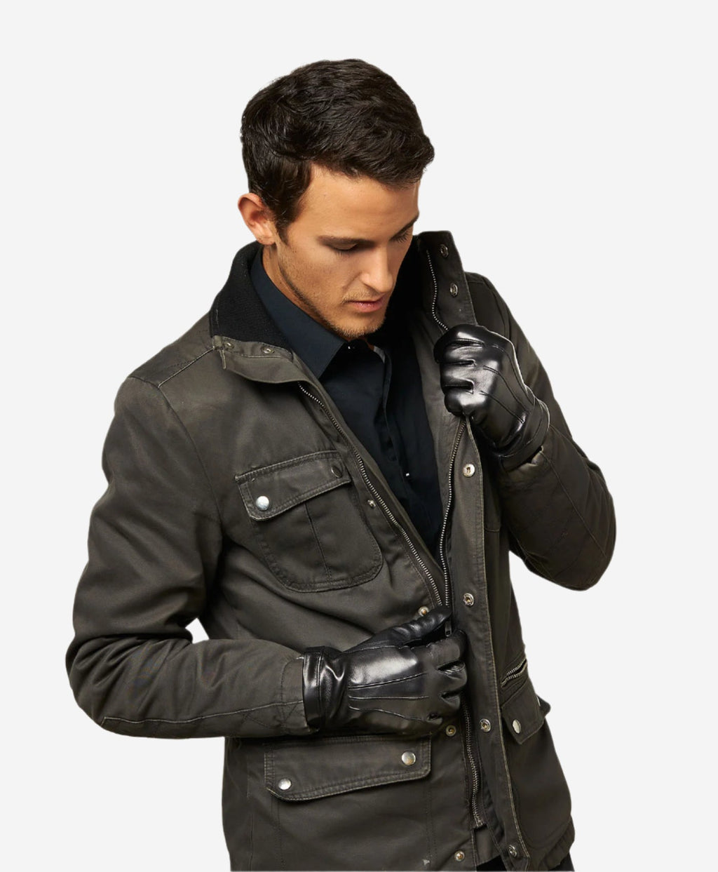 CC3301 (black) - Men’s Italian cashmere lined touchscreen leather gloves
