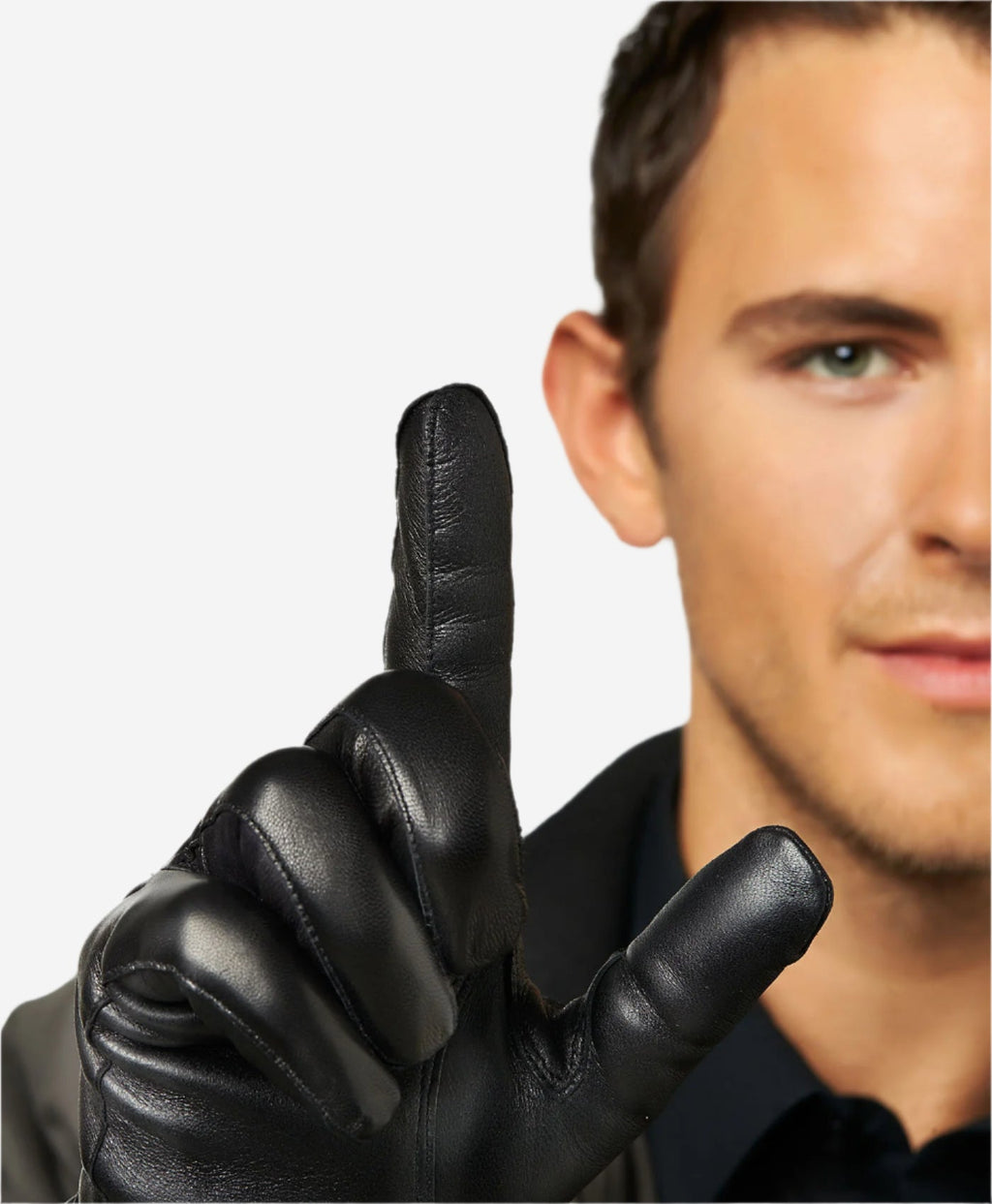 CC3301 (black) - Men’s Italian cashmere lined touchscreen leather gloves