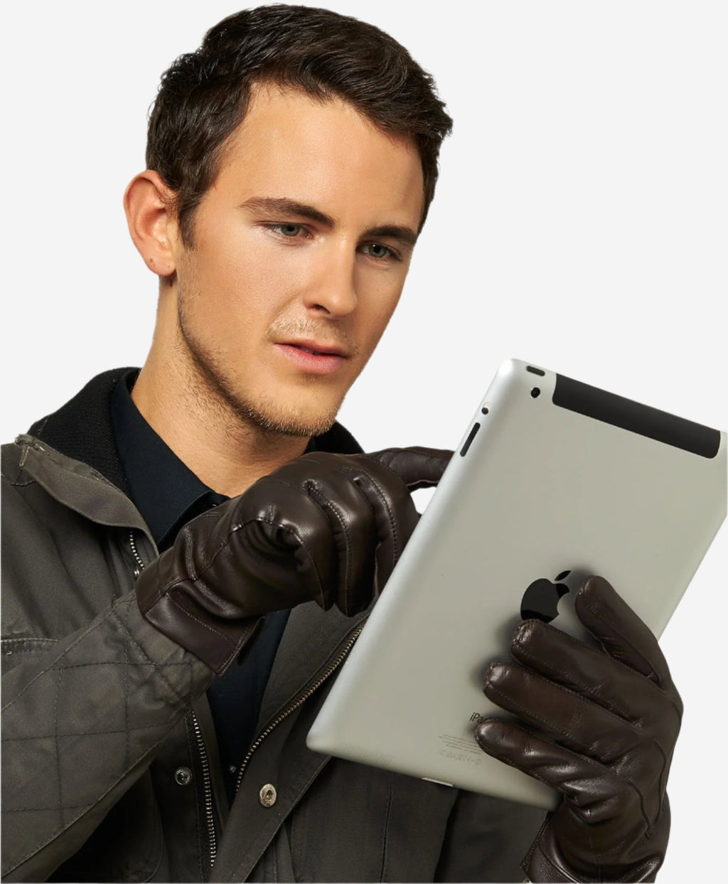 CC3301 (black) - Men’s Italian cashmere lined touchscreen leather gloves