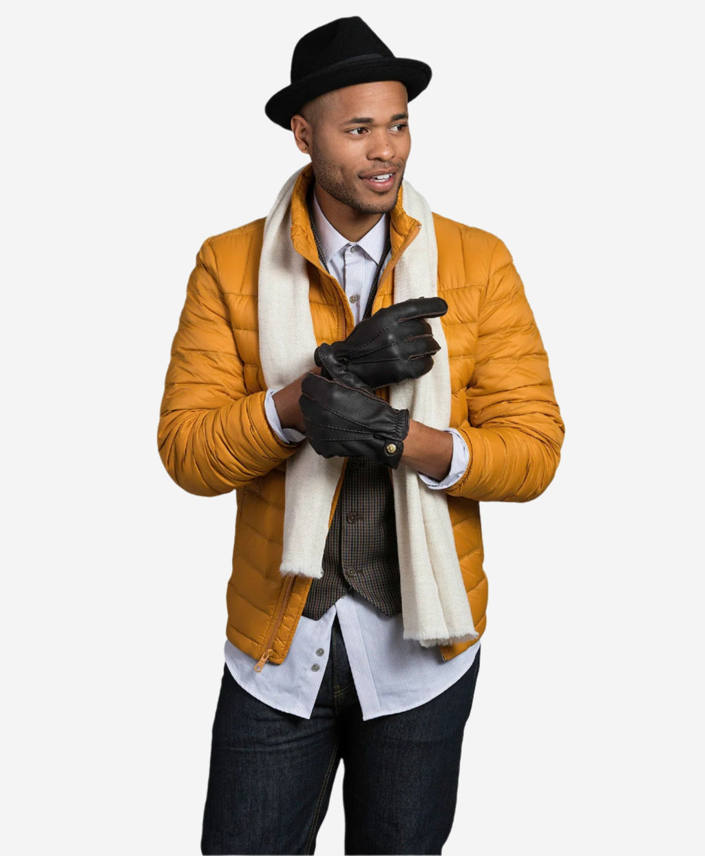 CC3305 (dark brown) - Men’s Italian cashmere lined deerskin gloves