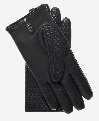 CC3339 (black) - Men’s Italian woven leather gloves with cashmere lining