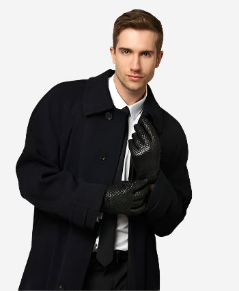 CC3339 (black) - Men’s Italian woven leather gloves with cashmere lining