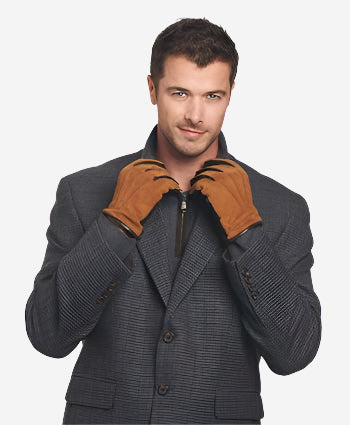 CC3434 (brown) -  Men’s Italian suede and lambskin gloves with cashmere lining