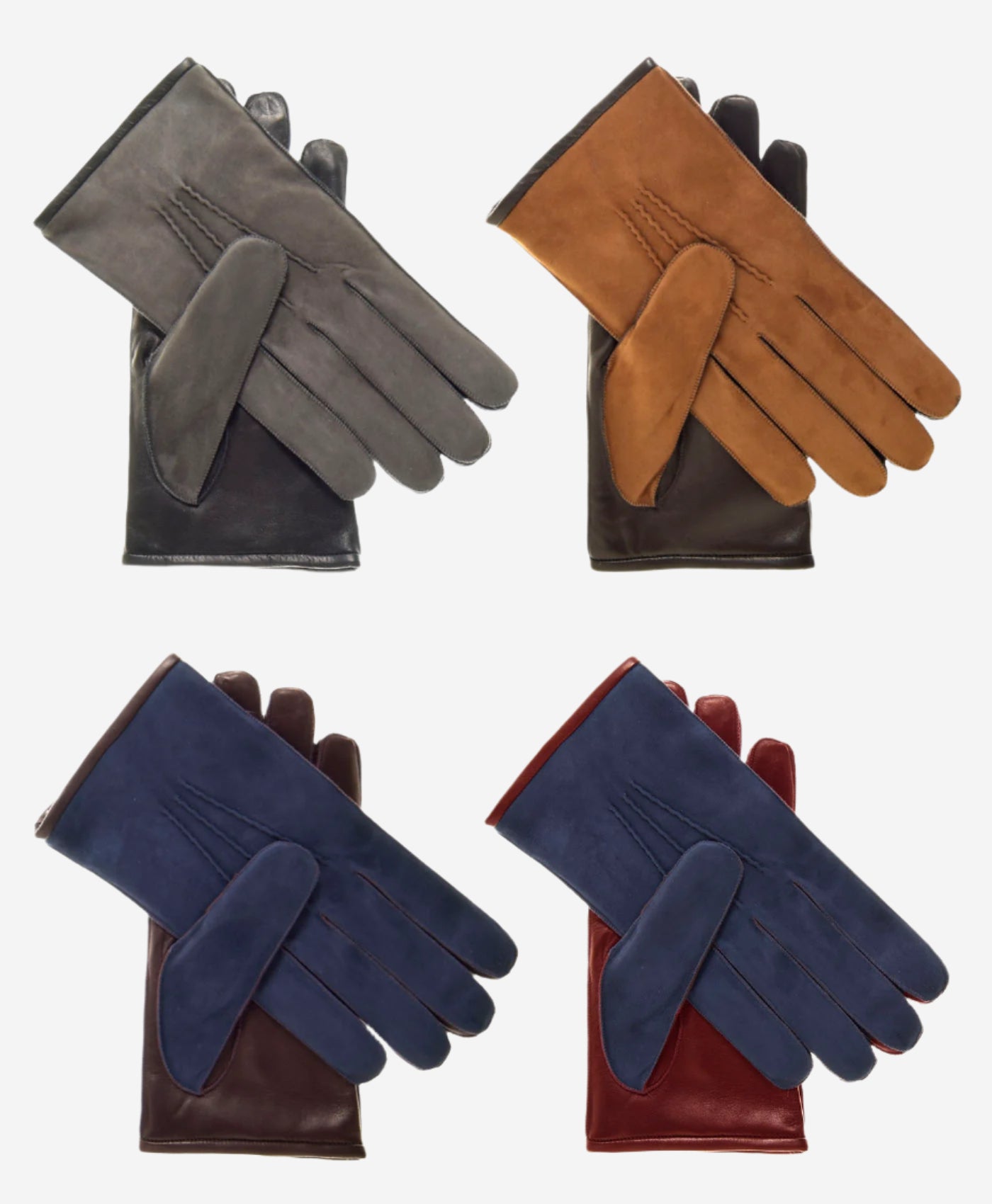 CC3434 (grey) - Men’s Italian suede and lambskin gloves with cashmere lining