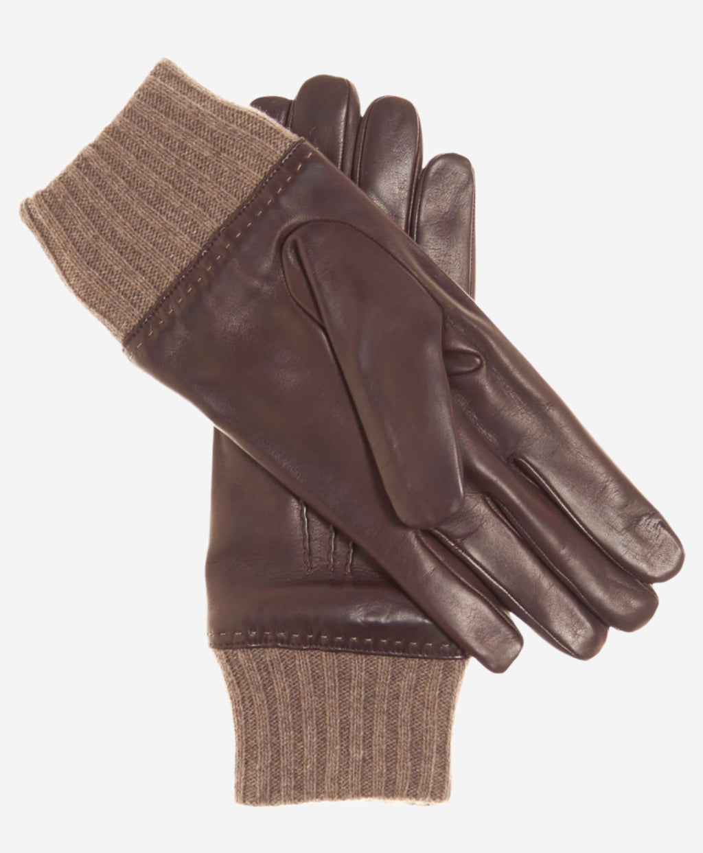 CC3502 (brown) - Men’s Italian lambskin winter gloves with cashmere lining & extended wool cuff