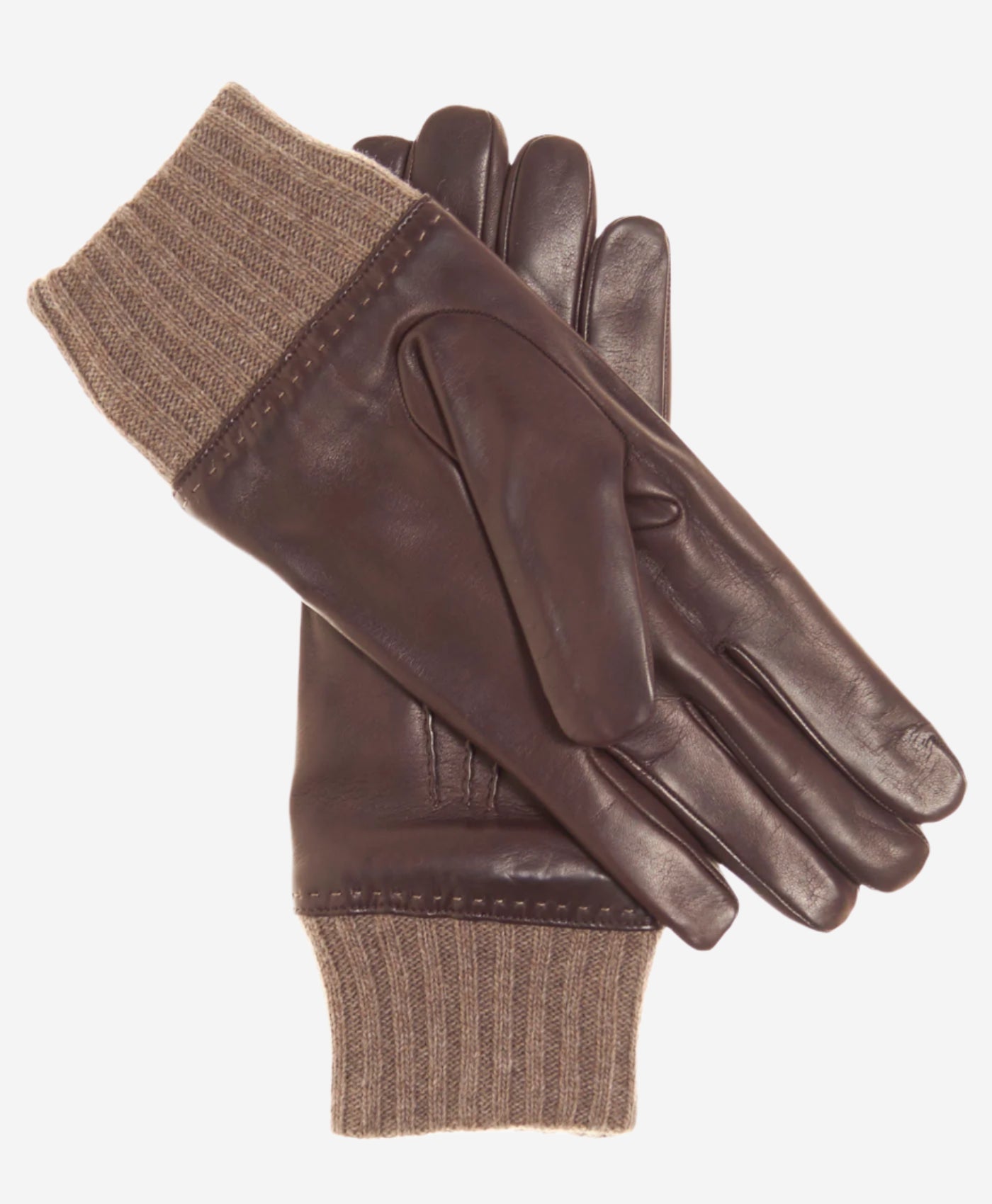 CC3502 (brown) - Men’s Italian lambskin winter gloves with cashmere lining & extended wool cuff