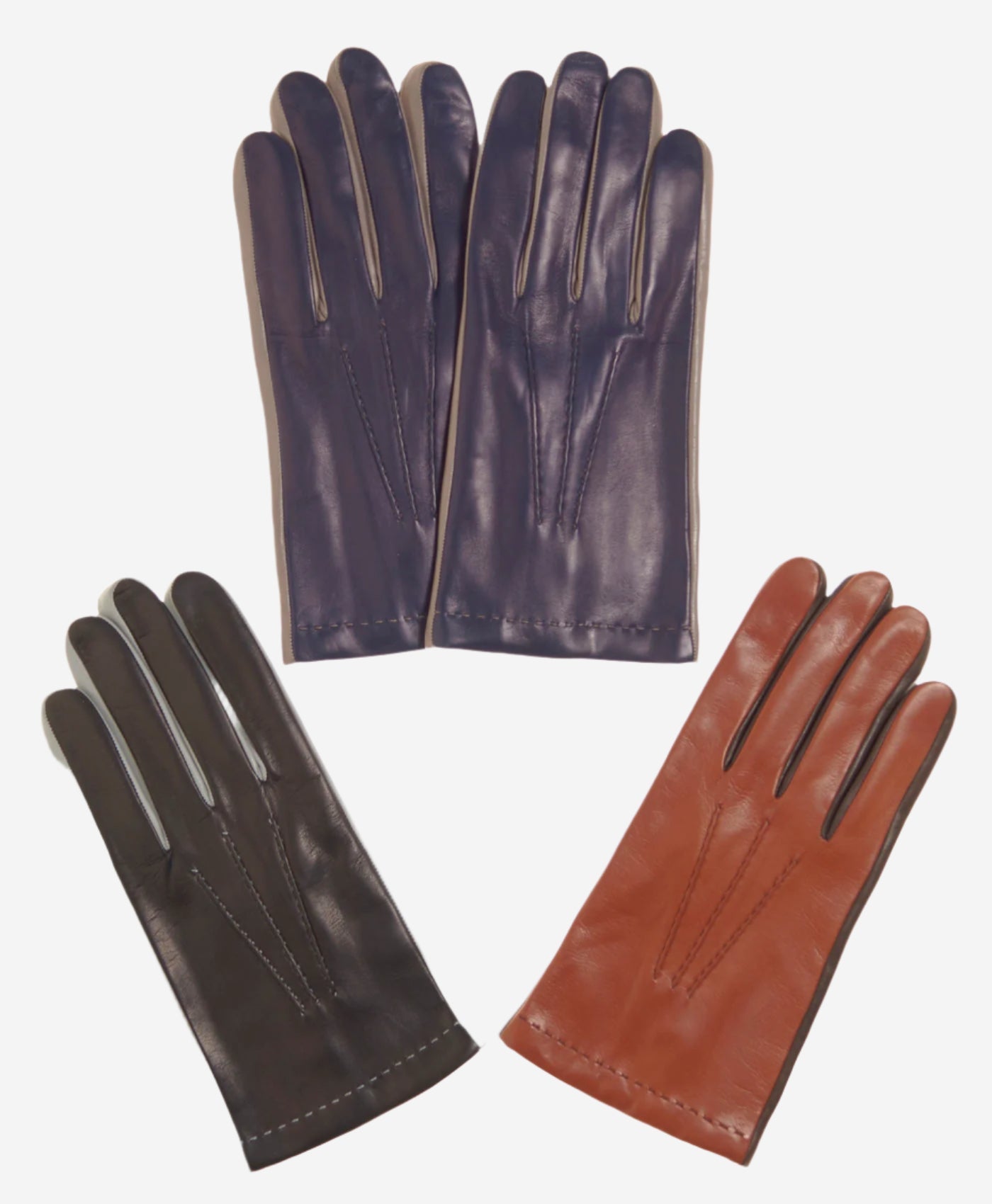 CC3592 (brown) - Men’s Italian leather gloves with two-tone contrast colors