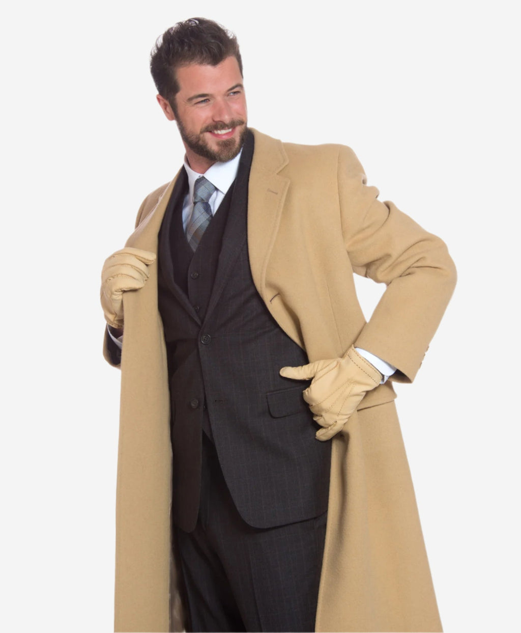 CC3630 (natural) - Men’s handsewn Italian cashmere lined nubuck gloves