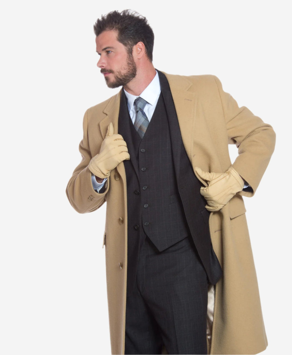CC3630 (natural) - Men’s handsewn Italian cashmere lined nubuck gloves