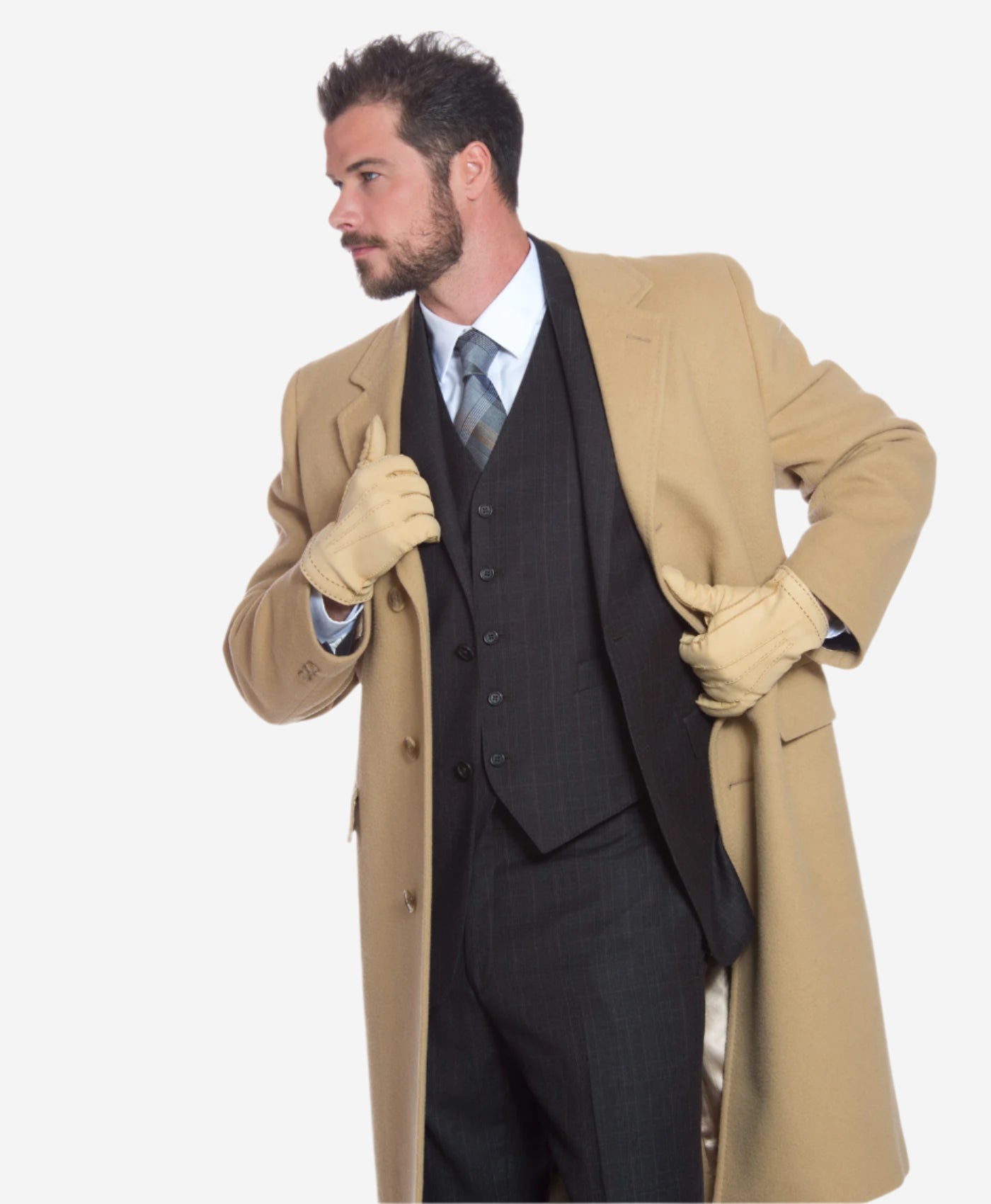 CC3630 (natural) - Men’s handsewn Italian cashmere lined nubuck gloves