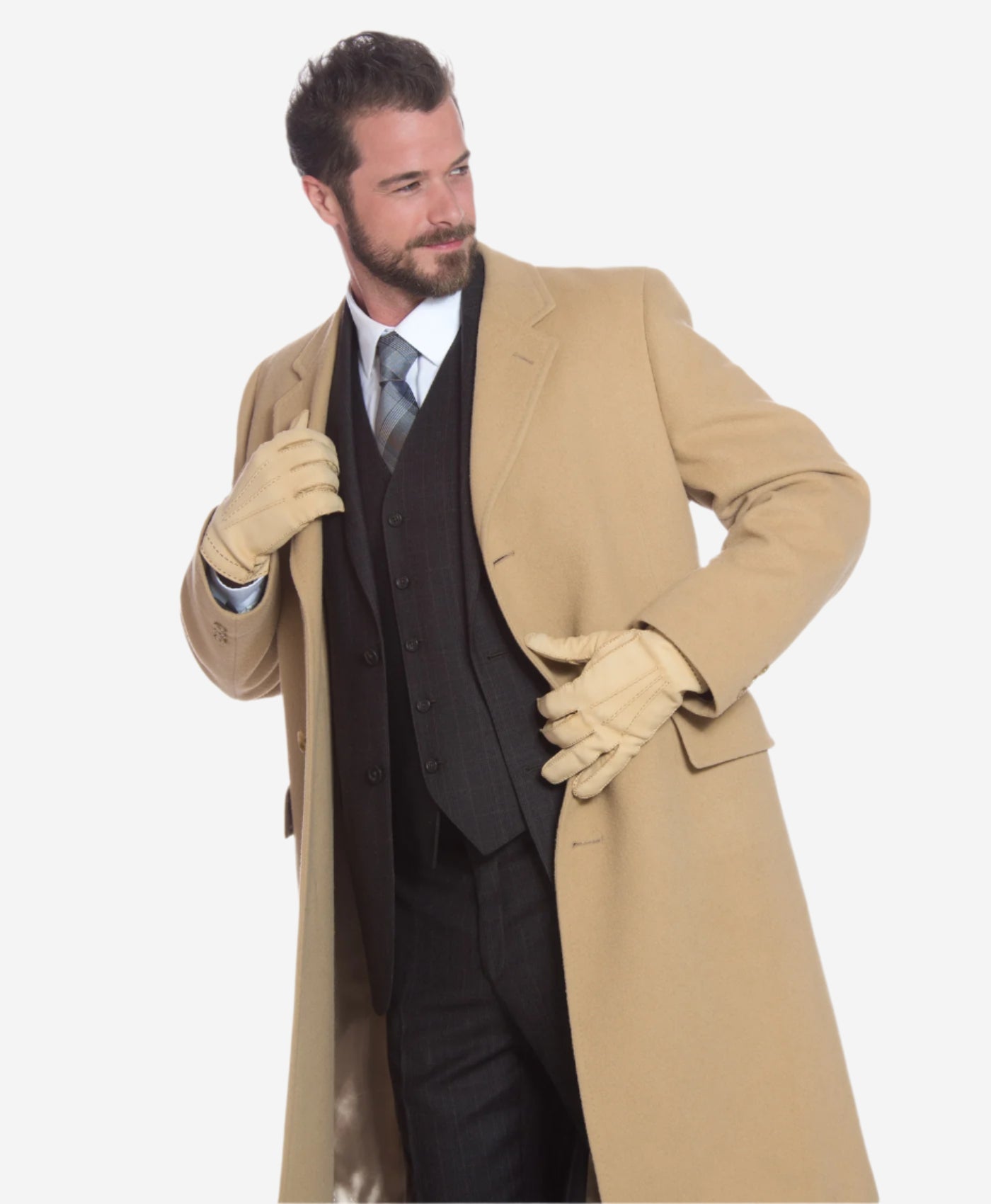 CC3630 (natural) - Men’s handsewn Italian cashmere lined nubuck gloves