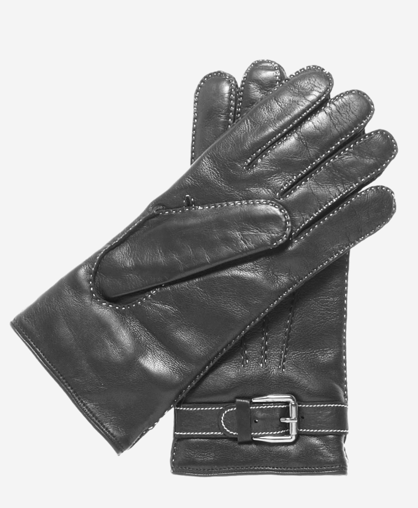 CC3905 (black) - Men’s Italian cashmere lined leather gloves with shearling cuff