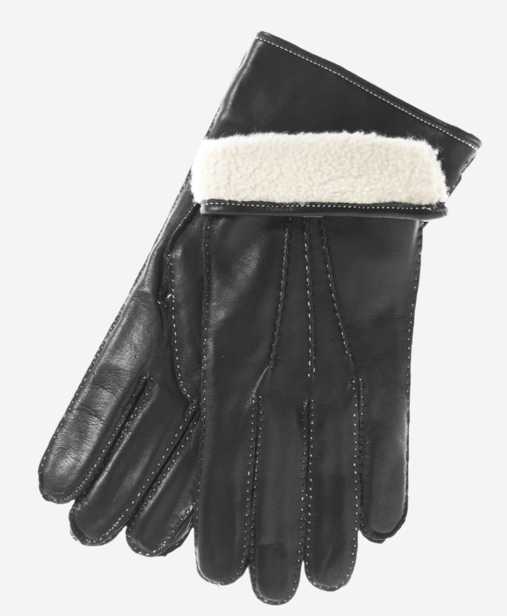 CC3905 (black) - Men’s Italian cashmere lined leather gloves with shearling cuff