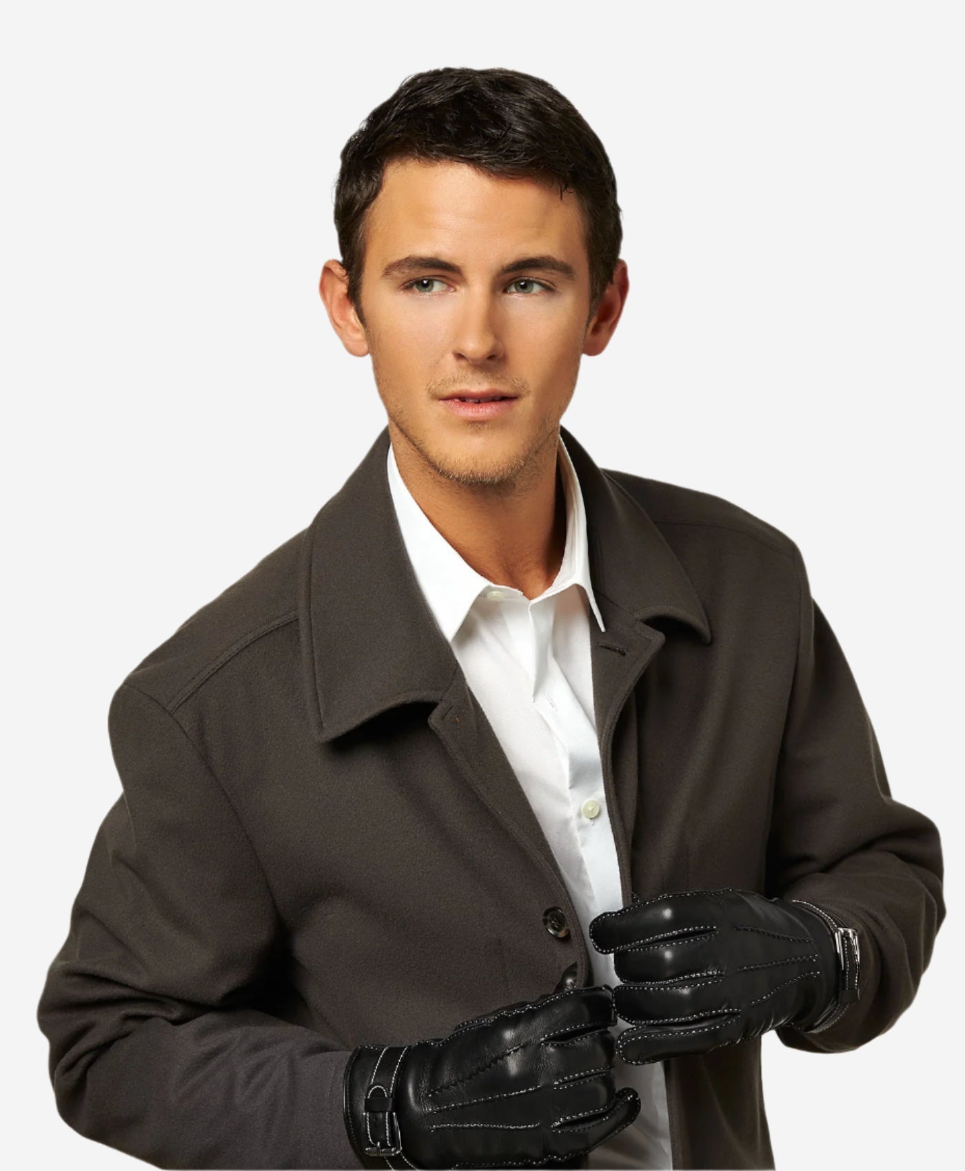 CC3905 (black) - Men’s Italian cashmere lined leather gloves with shearling cuff