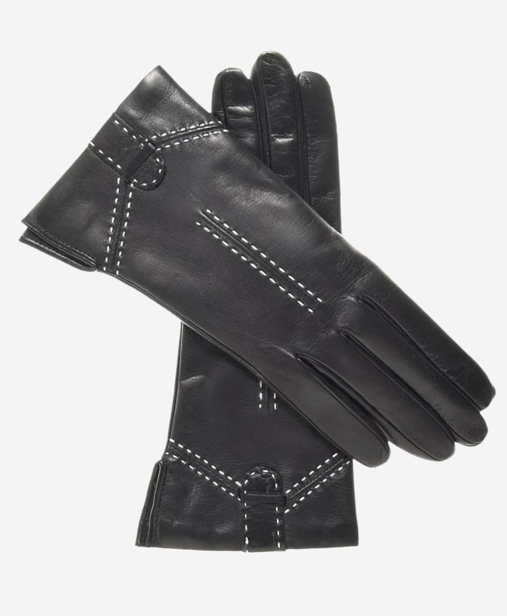 CC4005 (black) - Women’s Italian cashmere lined leather gloves with decorative stitching