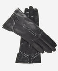 CC4005 (black) - Women’s Italian cashmere lined leather gloves with decorative stitching