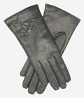 CC4101 (charcoal) - Women’s Italian cashmere lined leather gloves with floral accents