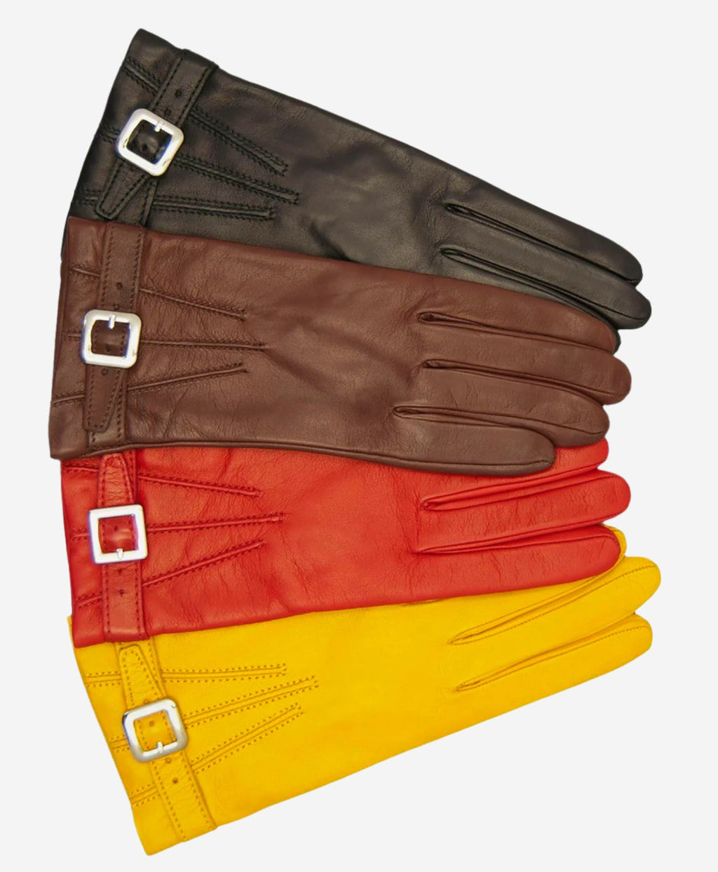 CC4201 (black) - Women’s Italian cashmere lined leather gloves with buckle