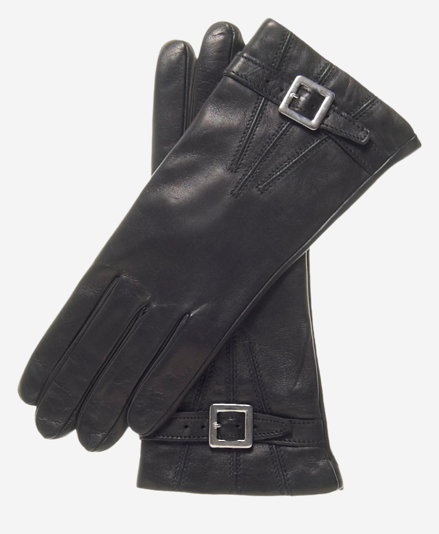CC4201 (black) - Women’s Italian cashmere lined leather gloves with buckle