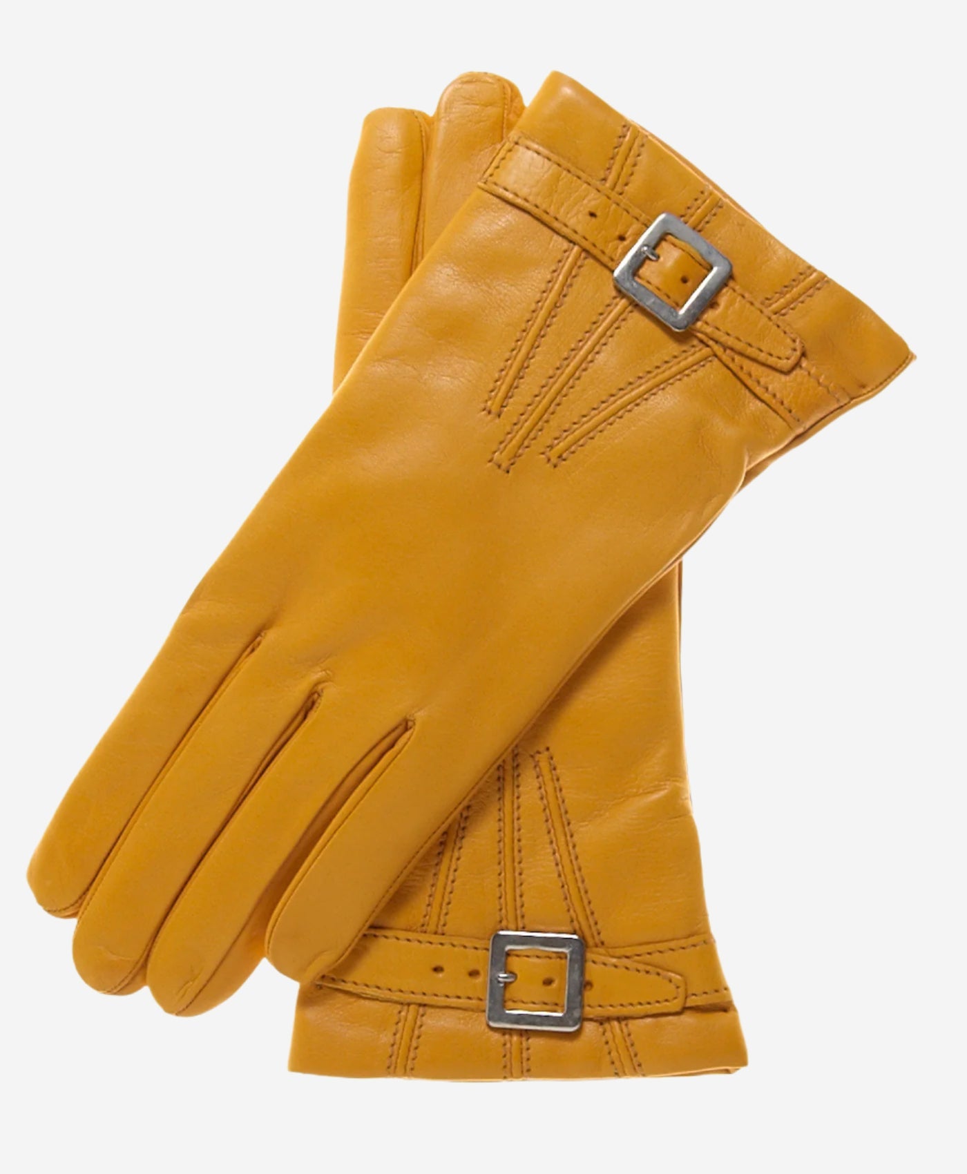 CC4201 (canary) - Women’s Italian cashmere lined leather gloves with buckle