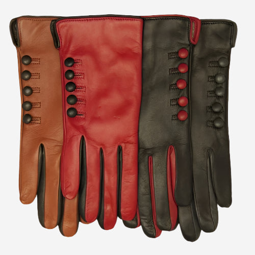 CC4213 (black/grey) - Women’s Italian cashmere lined gloves with buttons