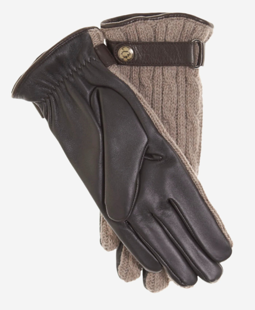 CC4510 (nat) - Women’s Italian cable knit cashmere and leather winter gloves