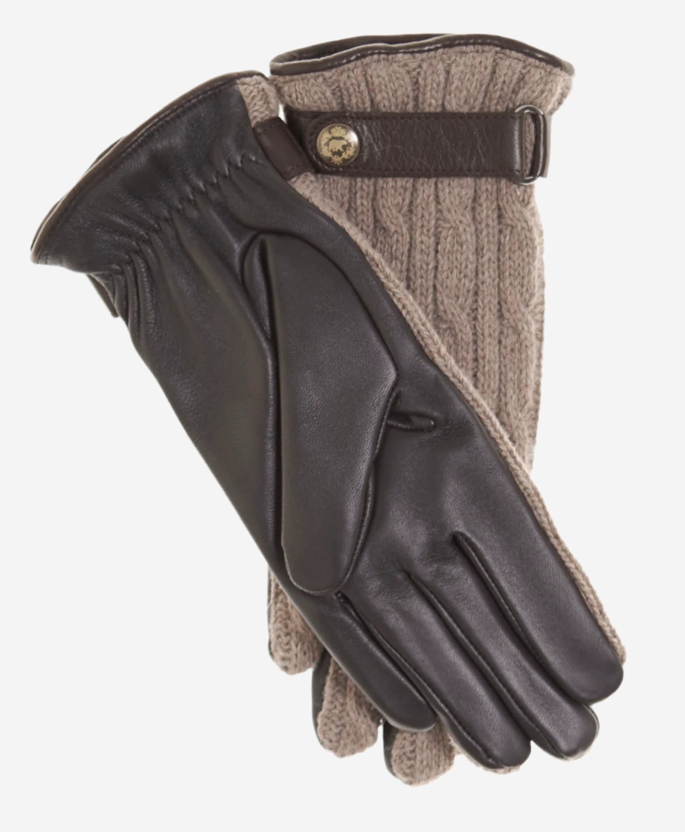 CC4510 (nat) - Women’s Italian cable knit cashmere and leather winter gloves
