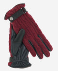 CC4510 (red) - Women’s Italian cable knit cashmere and leather winter gloves