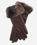 CC4514 (brown) - Women’s Italian Rex rabbit fur cuff lambskin gloves